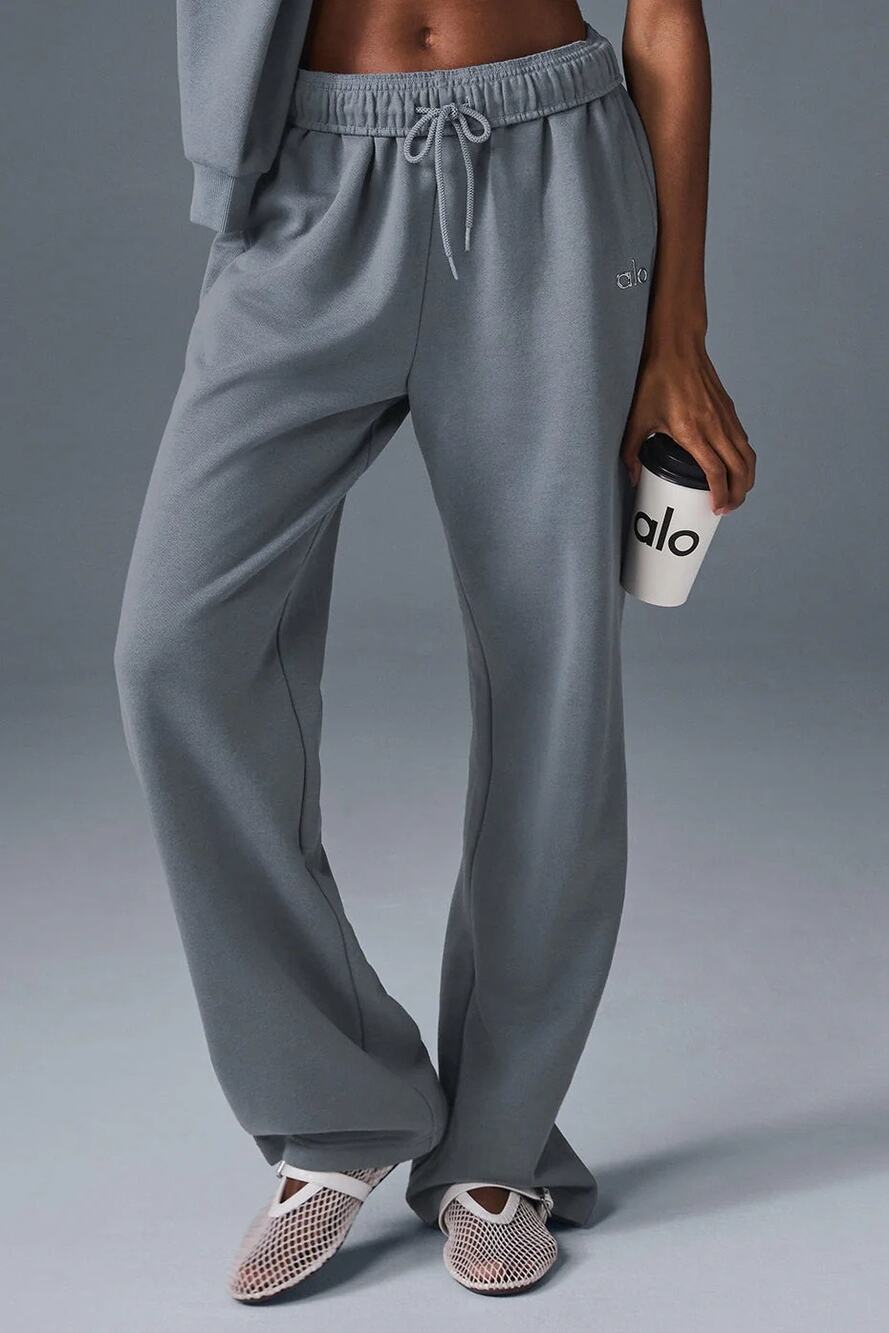 ALO | FLAWED Steel Gray Accolade Straight Leg Sweatpants Casual Loungewear Sz M